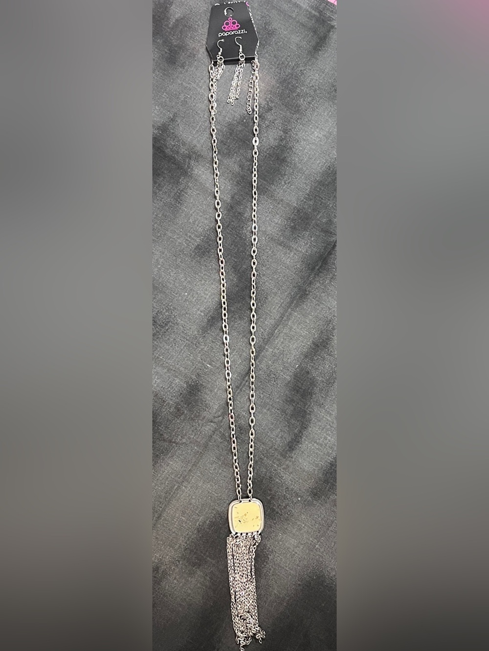 Paparazzi Silver-Tone Square Tassel Pendant Necklace